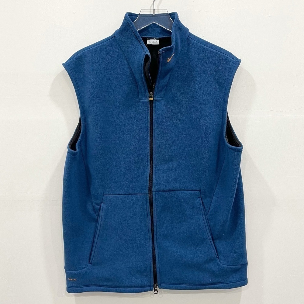 Nike Vintage Fleece Dark Blue Vest Jacket Full Zip